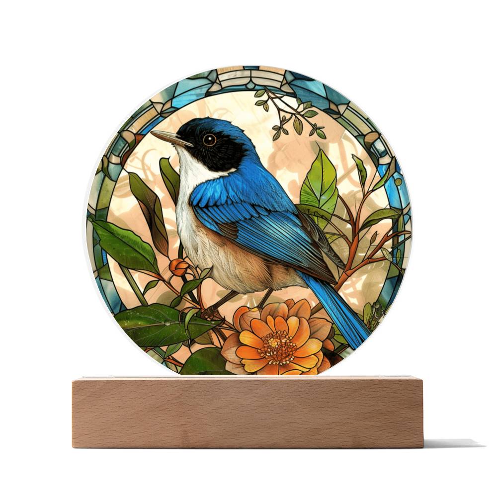 Fairy Wren Stained Glass Look Acrylic Plaque | Blue Bird Lover Gift | Motivation GIft | Indoor Decor Bluebird Suncatcher