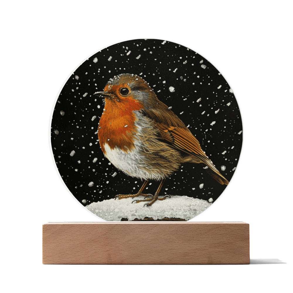 Robin Stained Glass Look Christmas Decor | Christmas Plaque | Faux Stained Glass Sign | Robin with Snowdrops