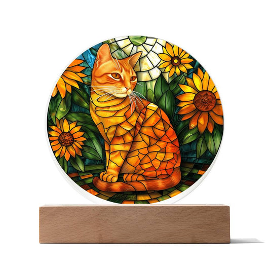 Ginger Cat Faux Stained Glass Plaque | Ginger Cat Art | Ginger Cat Memorial