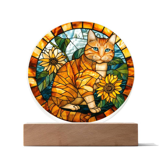 Ginger Cat Faux Stained Glass Plaque | Ginger Cat Art | Ginger Cat Memorial