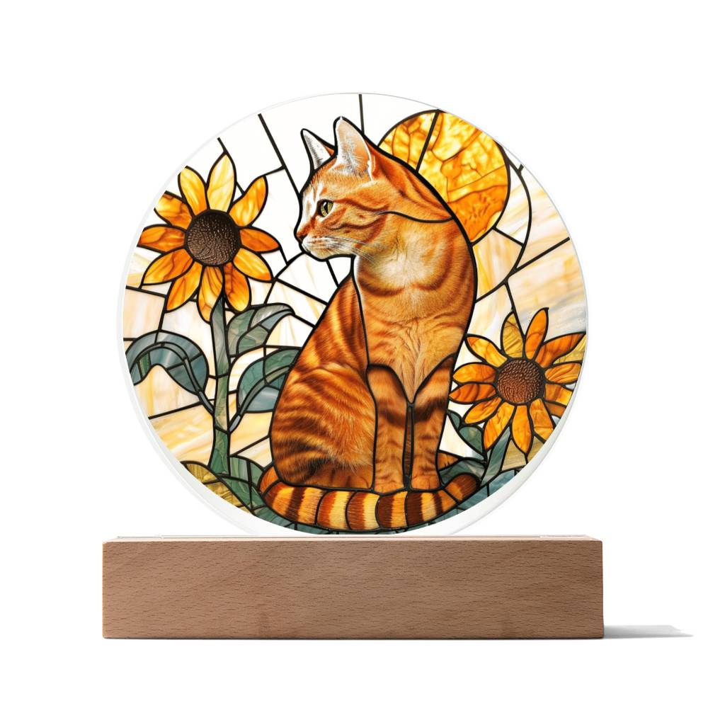 Ginger Cat Faux Stained Glass Plaque | Ginger Cat Art | Ginger Cat Memorial