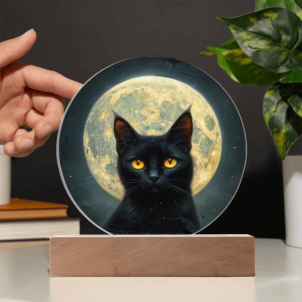 Cat Night Light - Celestial Cat Lamp - Acrylic Cat Art