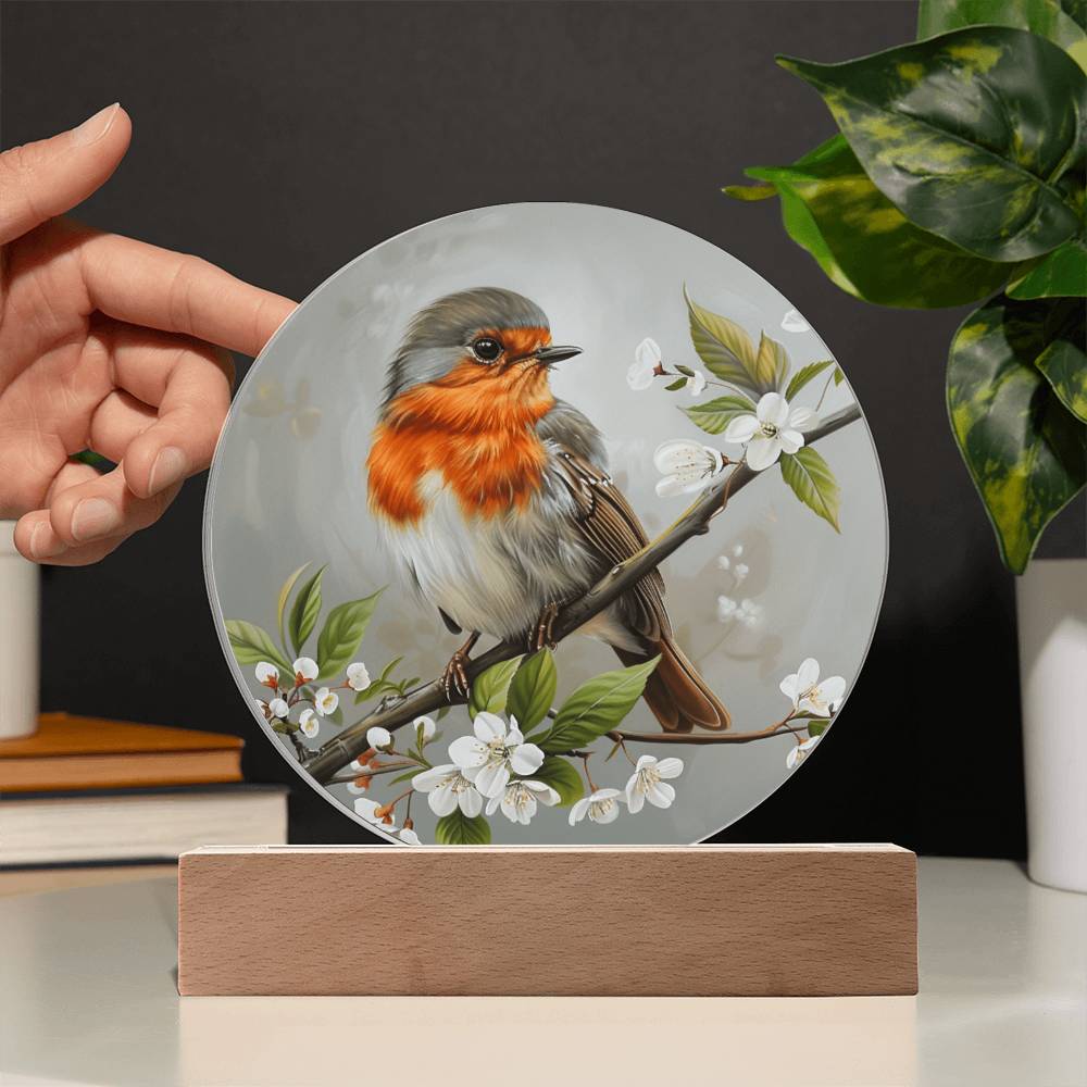 Robin Stained Glass Look Christmas Decor | Christmas Plaque | Faux Stained Glass Sign | Robin with Snowdrops