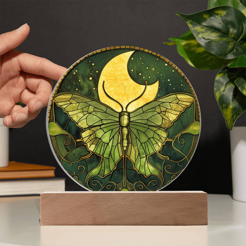Luna Moth Gothic LED Nightlight | Goth Decor Housewarming Gift | Moon Witch Decor | Astronomy Gift