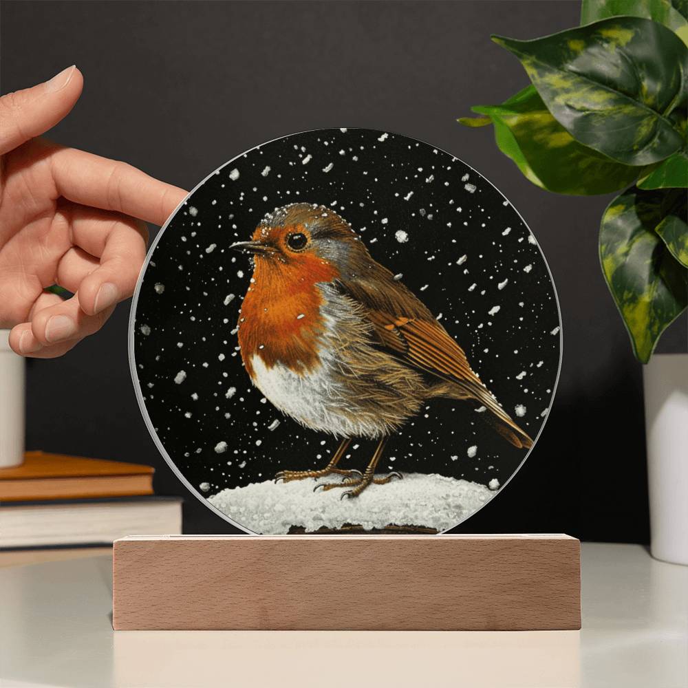 Robin Stained Glass Look Christmas Decor | Christmas Plaque | Faux Stained Glass Sign | Robin with Snowdrops