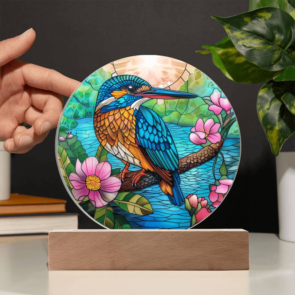 Hummingbird Faux Stained Glass Acrylic Plaque | Garden Decor | Suncatcher Indoor Decor | LED Mood light | Hummingbird Lovers Gift