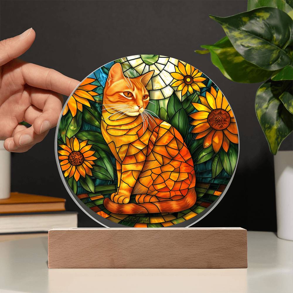 Ginger Cat Faux Stained Glass Plaque | Ginger Cat Art | Ginger Cat Memorial