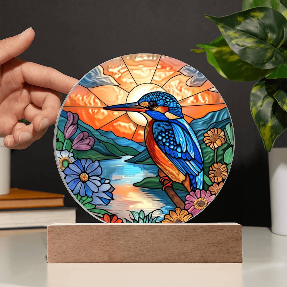 Hummingbird Faux Stained Glass Acrylic Plaque | Garden Decor | Suncatcher Indoor Decor | LED Mood light | Hummingbird Lovers Gift