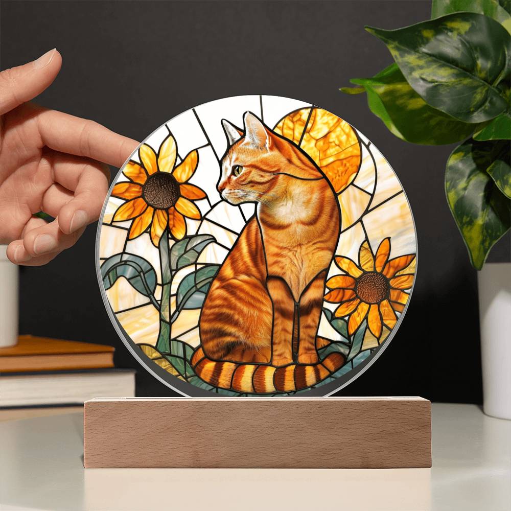 Ginger Cat Faux Stained Glass Plaque | Ginger Cat Art | Ginger Cat Memorial