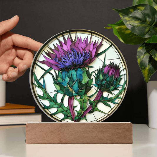 Scottish Thistle Acrylic Plaque | Thistle Home Decor | Thistle 3D Art Effect Plaque