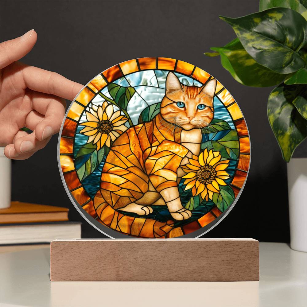 Ginger Cat Faux Stained Glass Plaque | Ginger Cat Art | Ginger Cat Memorial