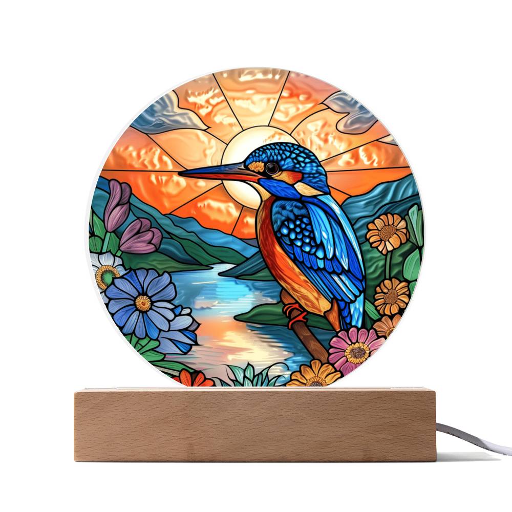 Hummingbird Faux Stained Glass Acrylic Plaque | Garden Decor | Suncatcher Indoor Decor | LED Mood light | Hummingbird Lovers Gift