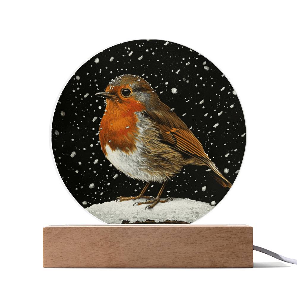 Robin Stained Glass Look Christmas Decor | Christmas Plaque | Faux Stained Glass Sign | Robin with Snowdrops