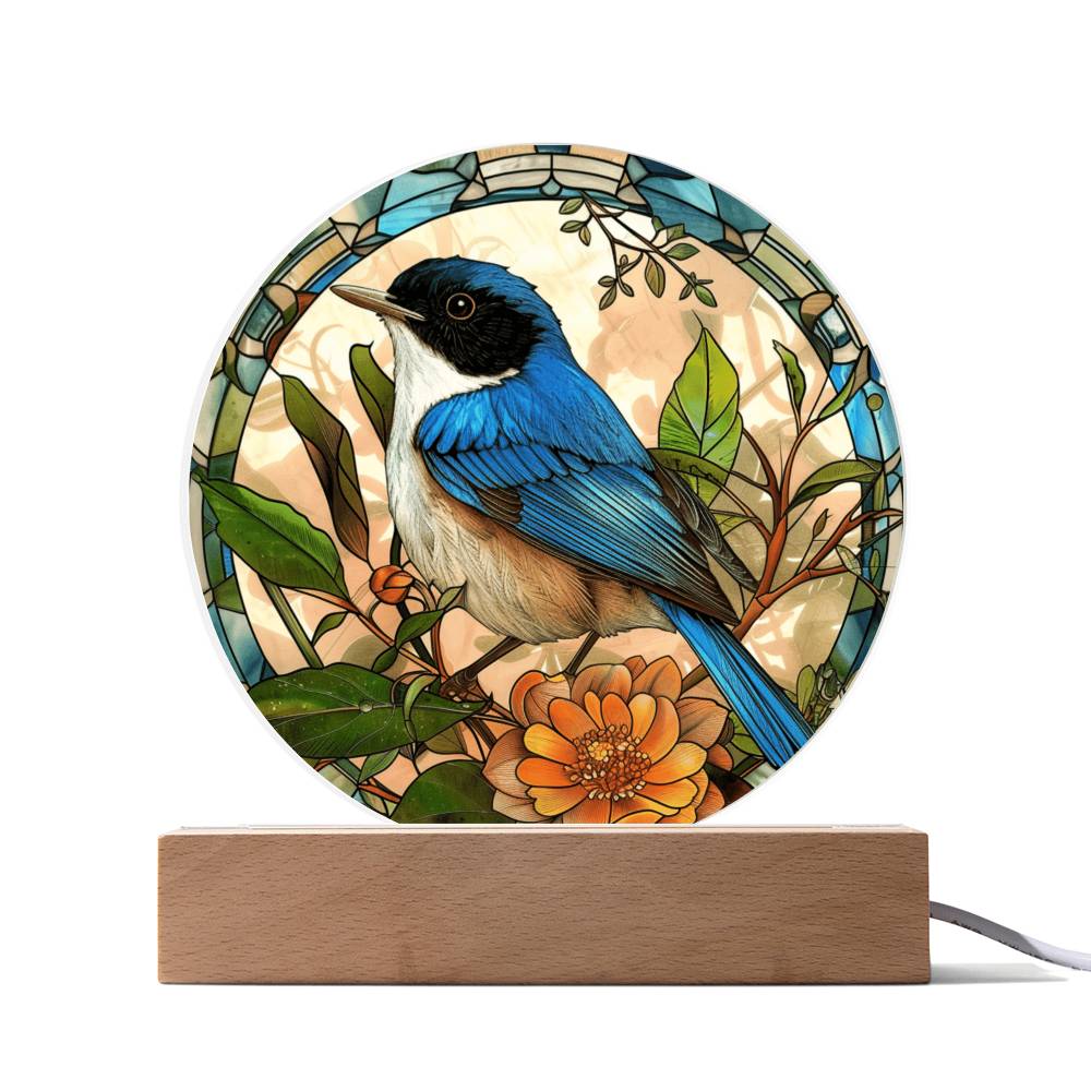 Fairy Wren Stained Glass Look Acrylic Plaque | Blue Bird Lover Gift | Motivation GIft | Indoor Decor Bluebird Suncatcher