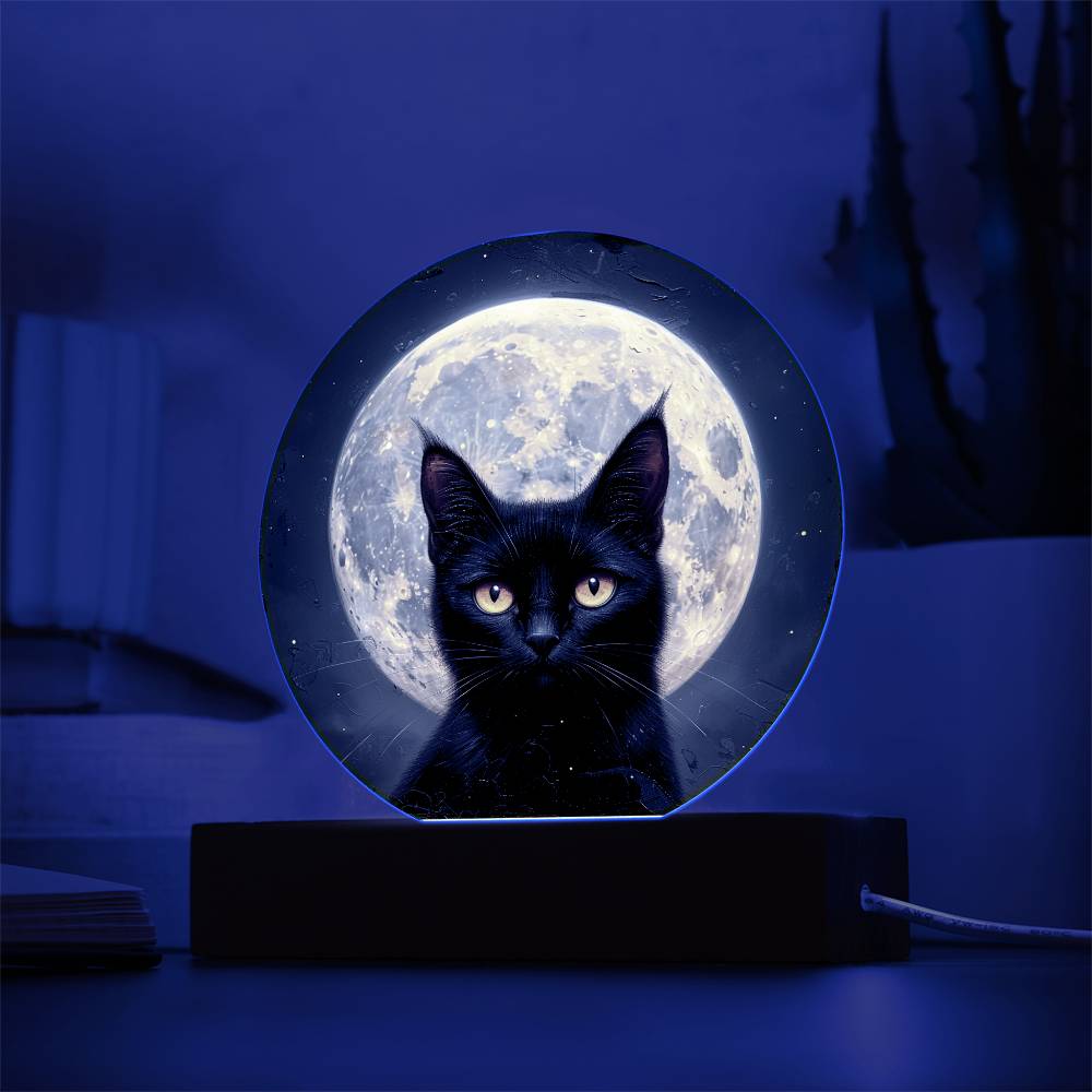 Cat Night Light - Celestial Cat Lamp - Acrylic Cat Art