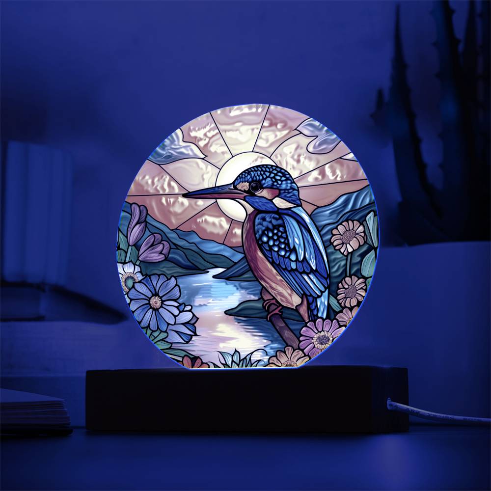 Hummingbird Faux Stained Glass Acrylic Plaque | Garden Decor | Suncatcher Indoor Decor | LED Mood light | Hummingbird Lovers Gift