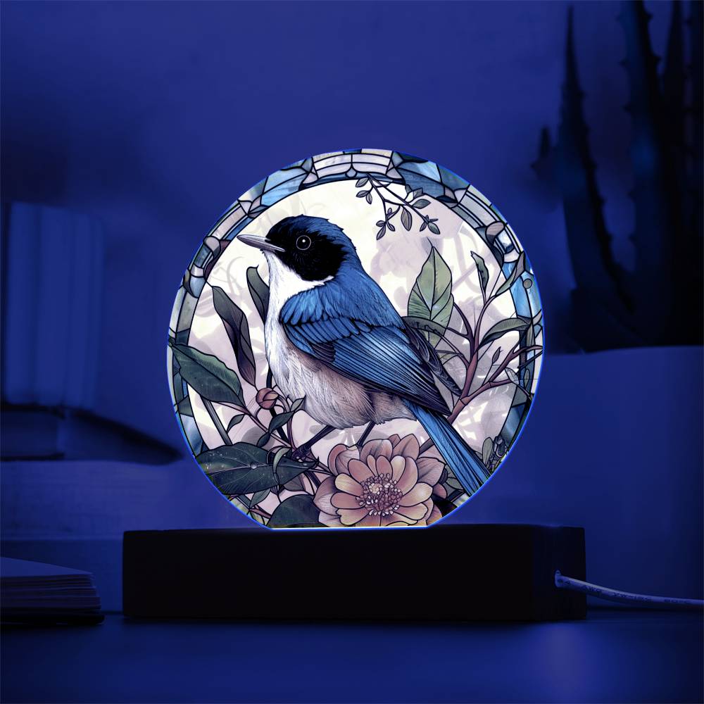 Fairy Wren Stained Glass Look Acrylic Plaque | Blue Bird Lover Gift | Motivation GIft | Indoor Decor Bluebird Suncatcher
