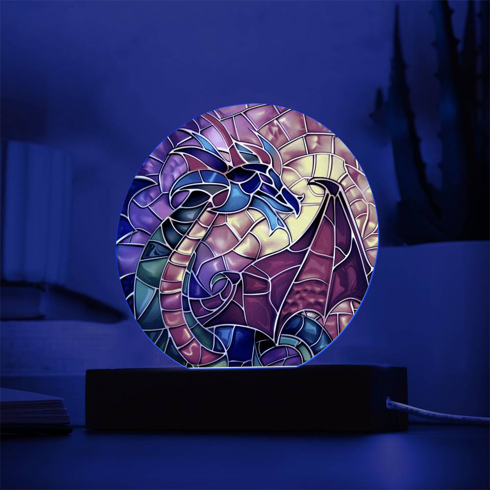 Dragon Stained Glass Look Acrylic Plaque | Housewarming Gift | LED Nightlight Plaque | Dragon Suncatcher |