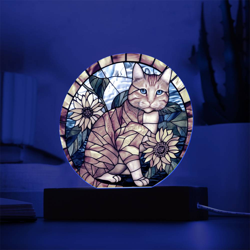 Ginger Cat Faux Stained Glass Acrylic Plaque Suncatcher | Inspirational Gift | Cat Memorial Gift | Indoor Decor Housewarming Gift