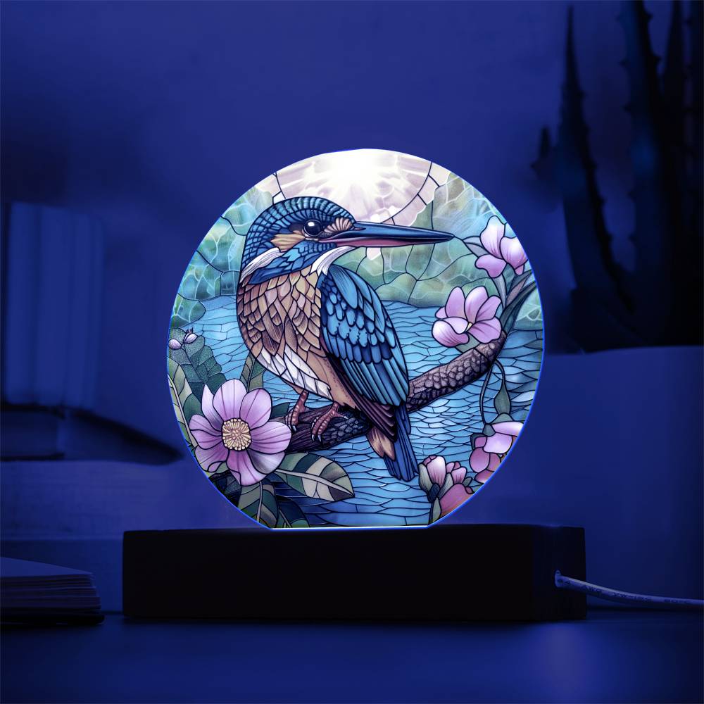 Hummingbird Faux Stained Glass Acrylic Plaque | Garden Decor | Suncatcher Indoor Decor | LED Mood light | Hummingbird Lovers Gift