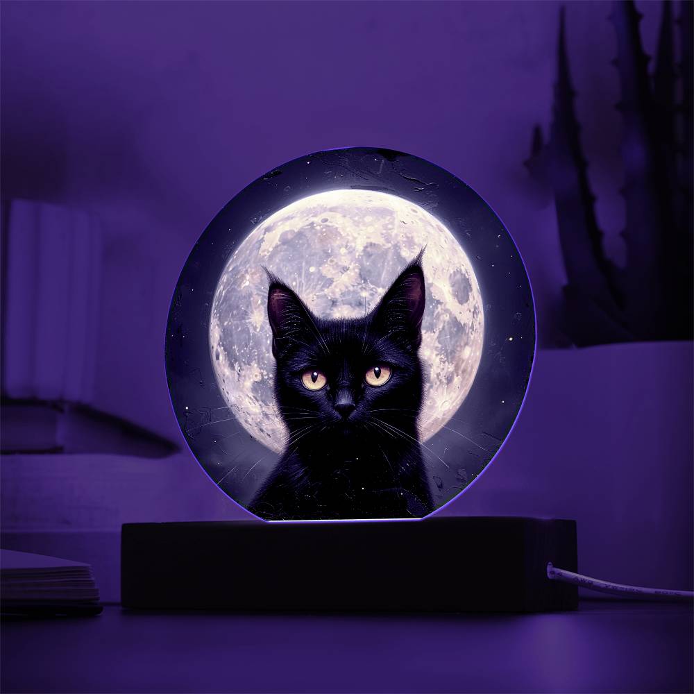 Cat Night Light - Celestial Cat Lamp - Acrylic Cat Art