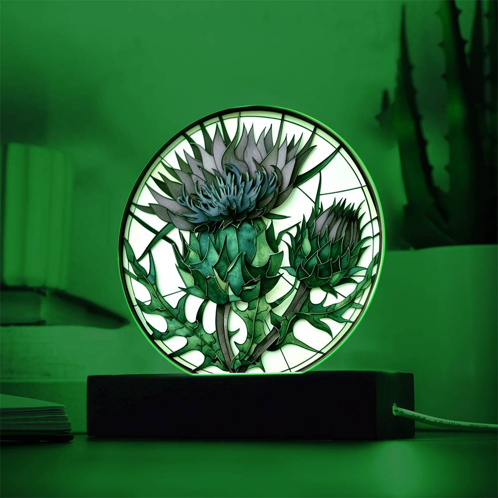 Scottish Thistle Acrylic Plaque | Thistle Home Decor | Thistle 3D Art Effect Plaque