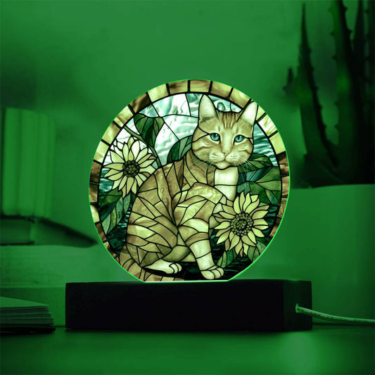 Ginger Cat Faux Stained Glass Acrylic Plaque Suncatcher | Inspirational Gift | Cat Memorial Gift | Indoor Decor Housewarming Gift