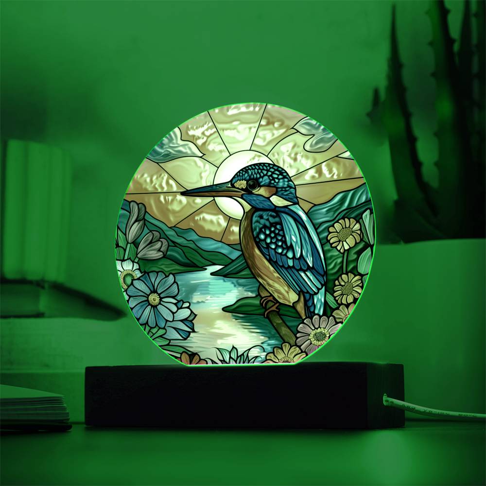 Hummingbird Faux Stained Glass Acrylic Plaque | Garden Decor | Suncatcher Indoor Decor | LED Mood light | Hummingbird Lovers Gift
