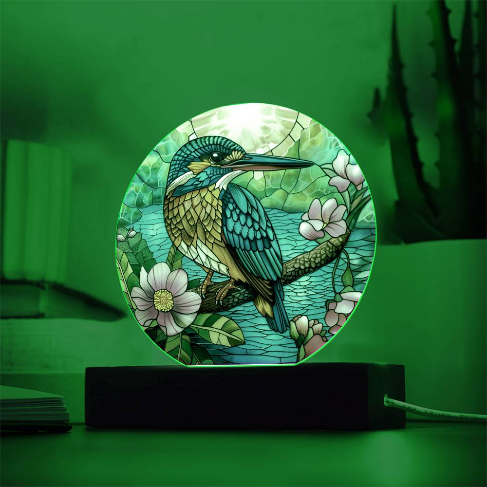 Hummingbird Faux Stained Glass Acrylic Plaque | Garden Decor | Suncatcher Indoor Decor | LED Mood light | Hummingbird Lovers Gift