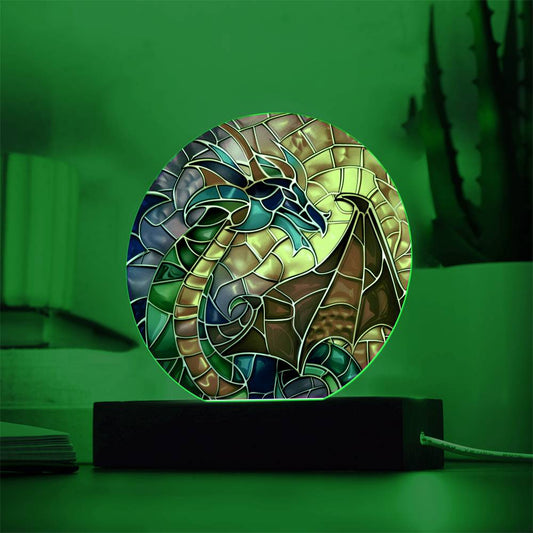 Dragon Stained Glass Look Acrylic Plaque | Housewarming Gift | LED Nightlight Plaque | Dragon Suncatcher |