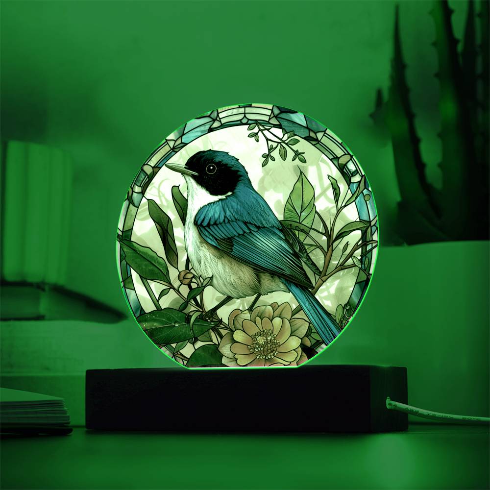 Fairy Wren Stained Glass Look Acrylic Plaque | Blue Bird Lover Gift | Motivation GIft | Indoor Decor Bluebird Suncatcher