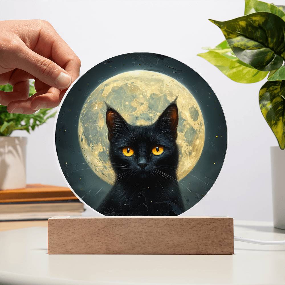 Cat Night Light - Celestial Cat Lamp - Acrylic Cat Art