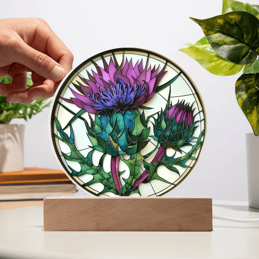 Scottish Thistle Acrylic Plaque | Thistle Home Decor | Thistle 3D Art Effect Plaque
