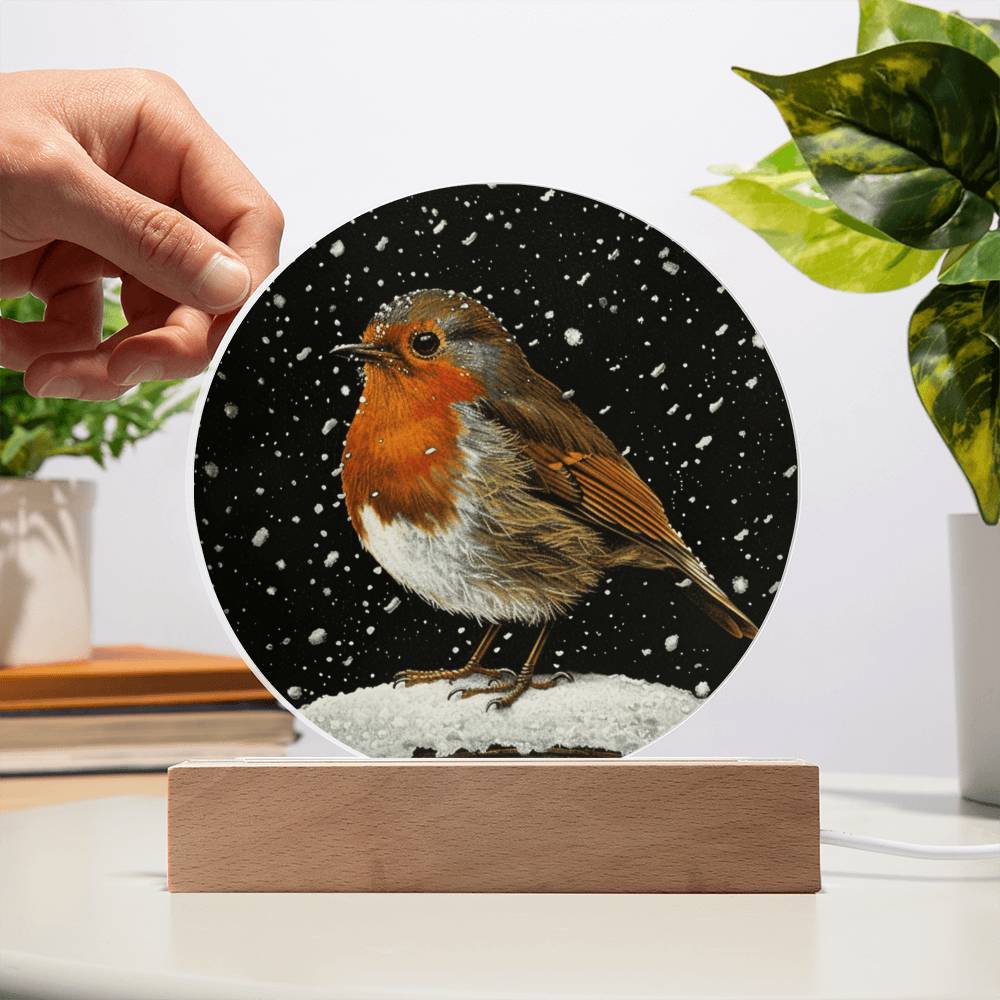 Robin Stained Glass Look Christmas Decor | Christmas Plaque | Faux Stained Glass Sign | Robin with Snowdrops