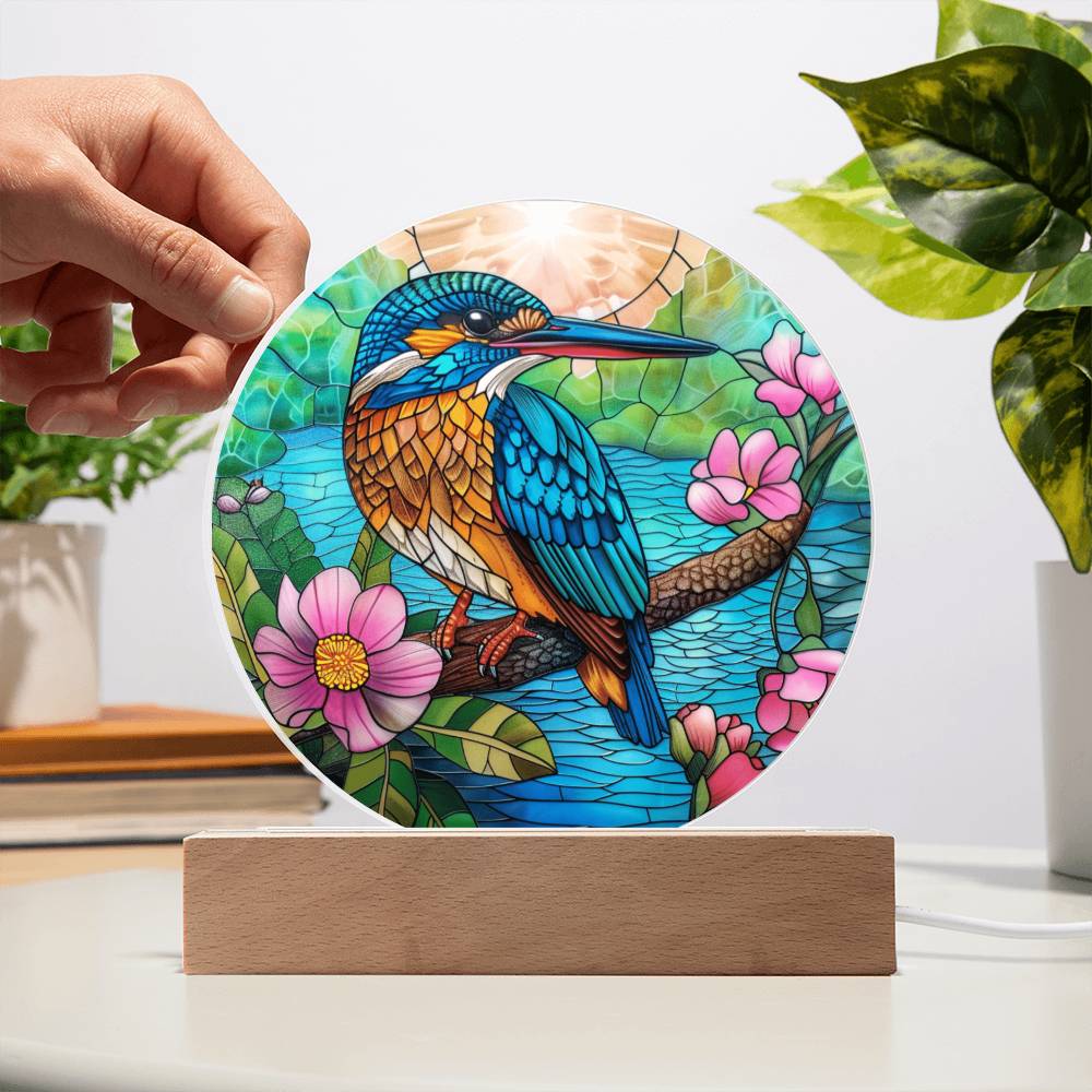 Hummingbird Faux Stained Glass Acrylic Plaque | Garden Decor | Suncatcher Indoor Decor | LED Mood light | Hummingbird Lovers Gift