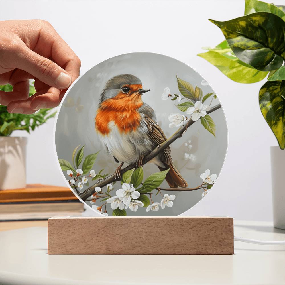 Robin Stained Glass Look Christmas Decor | Christmas Plaque | Faux Stained Glass Sign | Robin with Snowdrops