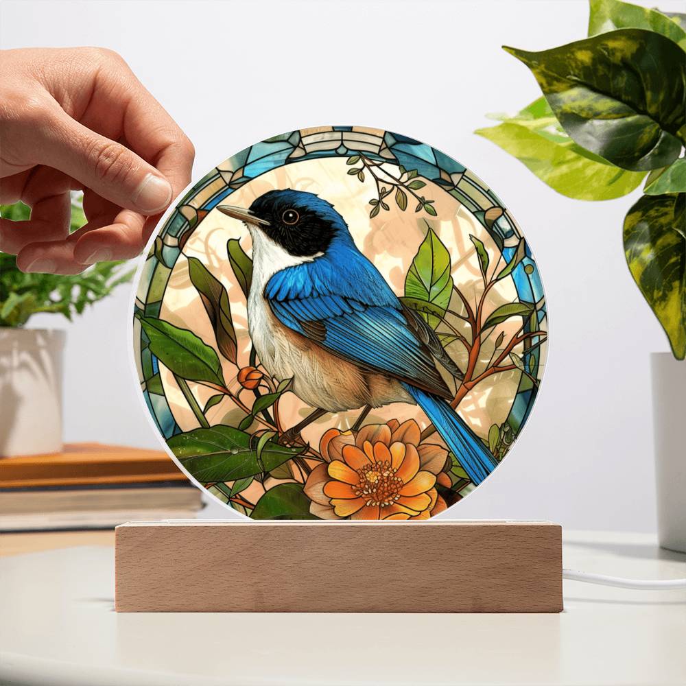 Fairy Wren Stained Glass Look Acrylic Plaque | Blue Bird Lover Gift | Motivation GIft | Indoor Decor Bluebird Suncatcher