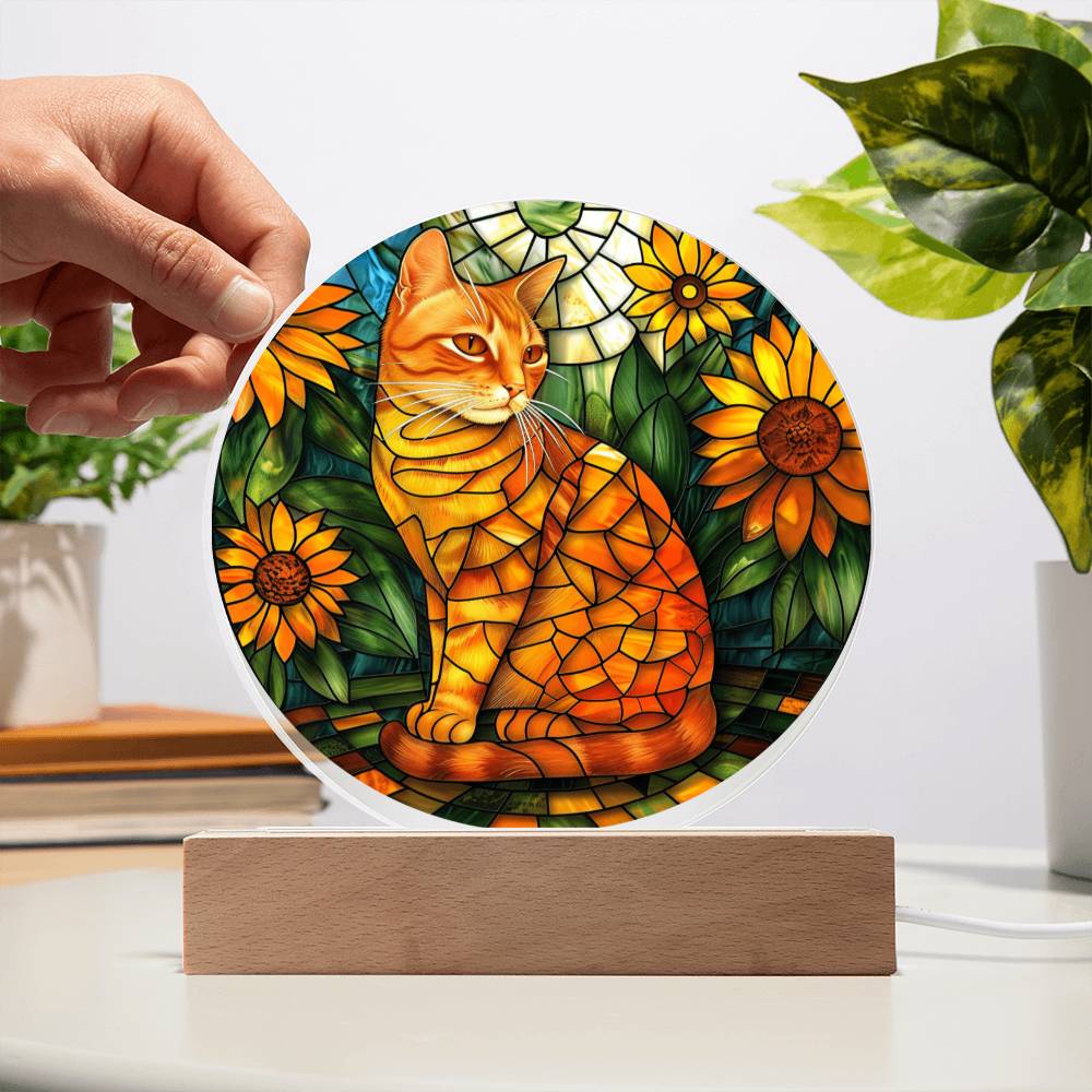 Ginger Cat Faux Stained Glass Plaque | Ginger Cat Art | Ginger Cat Memorial