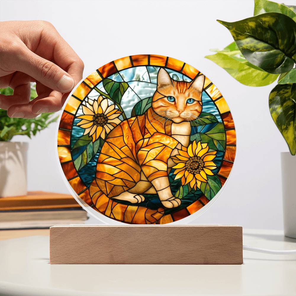 Ginger Cat Faux Stained Glass Plaque | Ginger Cat Art | Ginger Cat Memorial