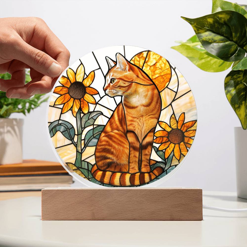 Ginger Cat Faux Stained Glass Plaque | Ginger Cat Art | Ginger Cat Memorial