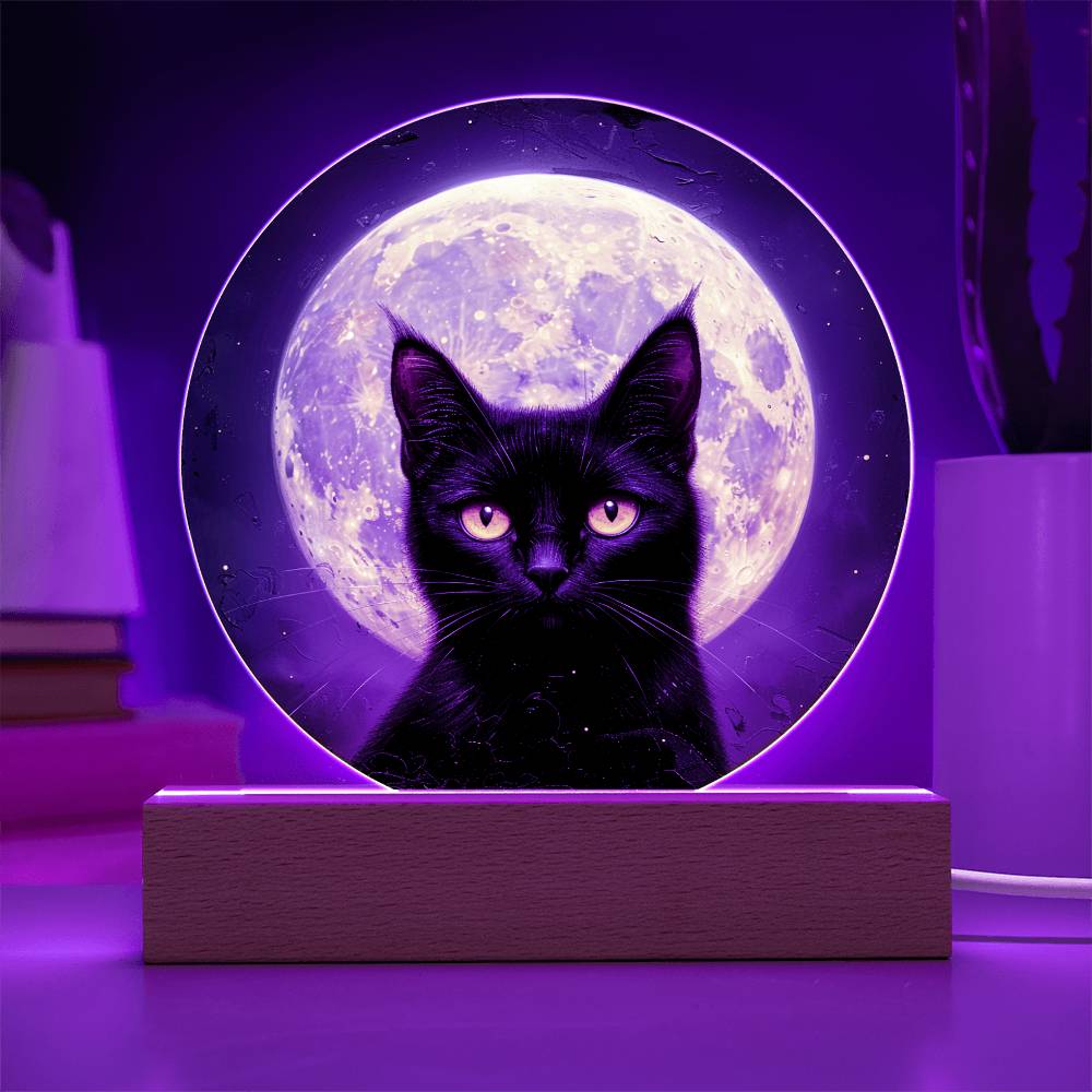 Cat Night Light - Celestial Cat Lamp - Acrylic Cat Art