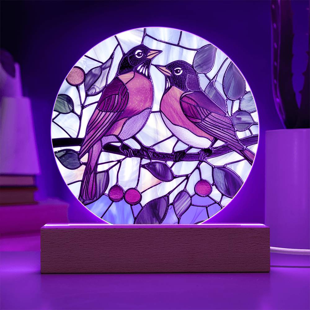 Faux Stained Glass Robin Acrylic Plaque Suncatcher | American Robin Redbreast Bird Lover Gift | Garden Indoor Decor | Remembrance Gift