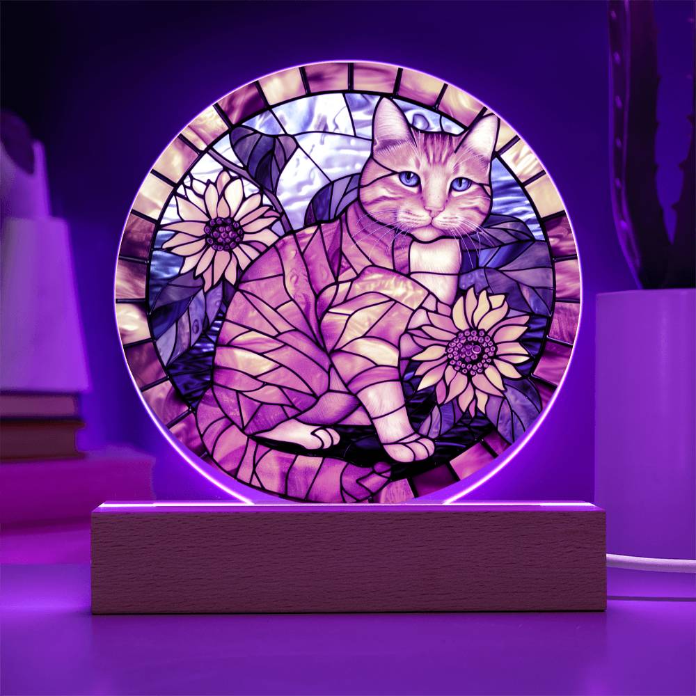 Ginger Cat Faux Stained Glass Plaque | Ginger Cat Art | Ginger Cat Memorial