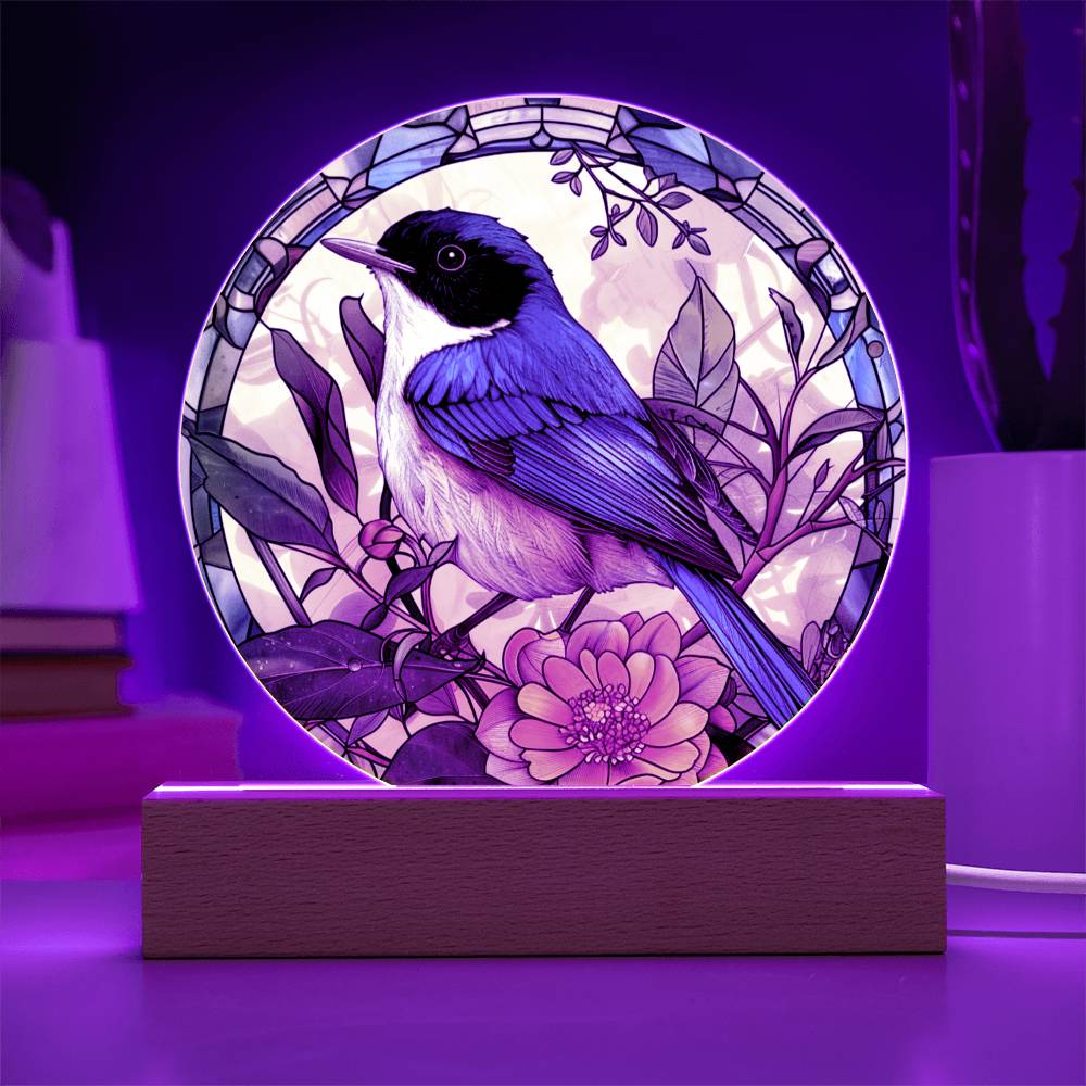 Fairy Wren Stained Glass Look Acrylic Plaque | Blue Bird Lover Gift | Motivation GIft | Indoor Decor Bluebird Suncatcher