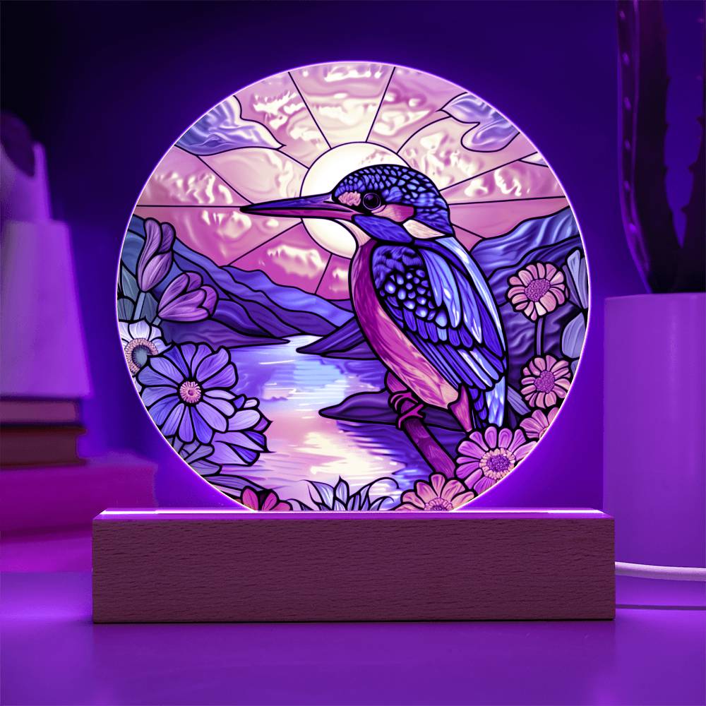 Hummingbird Faux Stained Glass Acrylic Plaque | Garden Decor | Suncatcher Indoor Decor | LED Mood light | Hummingbird Lovers Gift