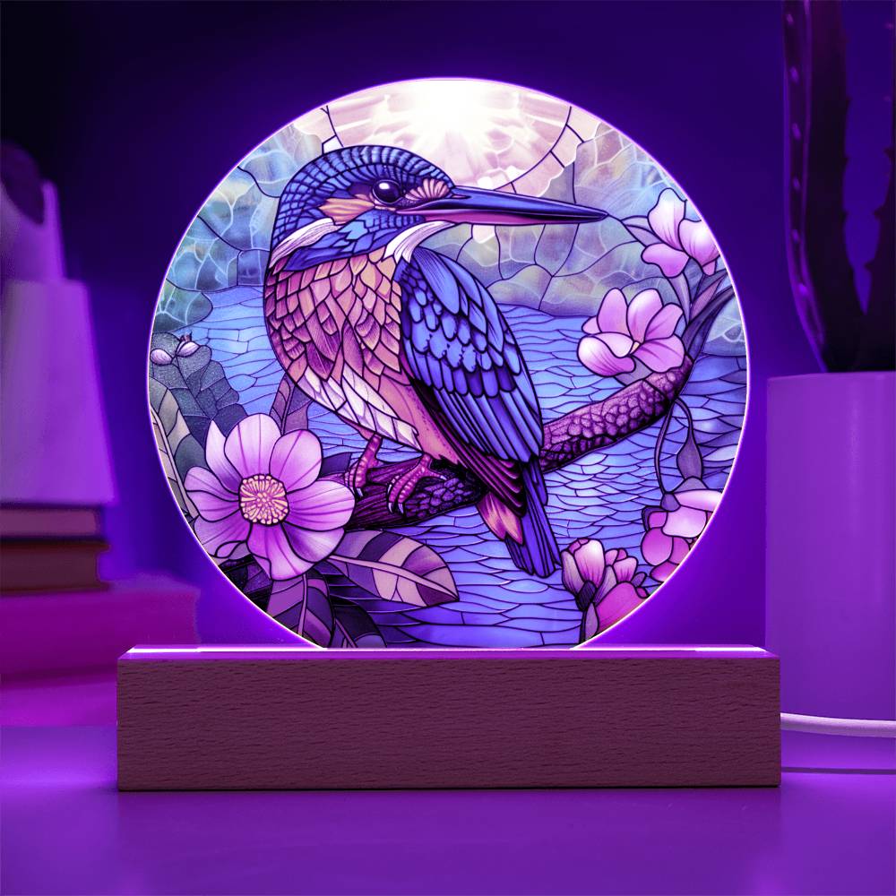 Hummingbird Faux Stained Glass Acrylic Plaque | Garden Decor | Suncatcher Indoor Decor | LED Mood light | Hummingbird Lovers Gift