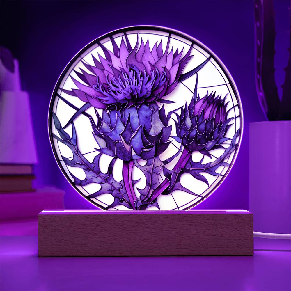 Scottish Thistle Acrylic Plaque | Thistle Home Decor | Thistle 3D Art Effect Plaque