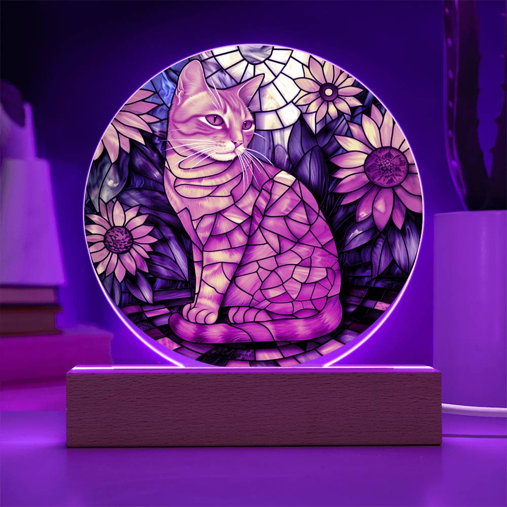 Ginger Cat Faux Stained Glass Plaque | Ginger Cat Art | Ginger Cat Memorial