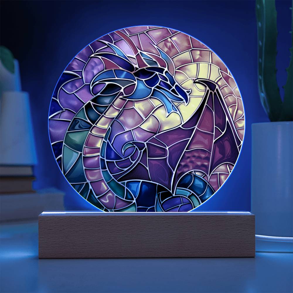 Dragon Stained Glass Look Acrylic Plaque | Housewarming Gift | LED Nightlight Plaque | Dragon Suncatcher |