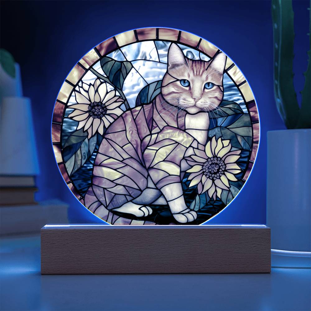 Ginger Cat Faux Stained Glass Acrylic Plaque Suncatcher | Inspirational Gift | Cat Memorial Gift | Indoor Decor Housewarming Gift